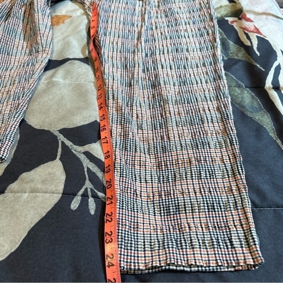 Anthropologie seersucker high waisted cropped ankle pants belted waist plaid - Picture 8 of 16